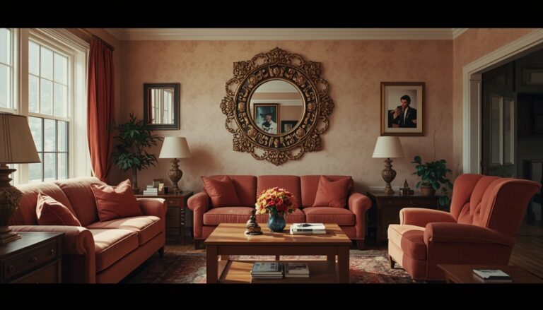 Sala com espelho feng shui