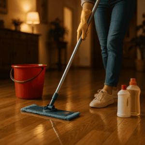 limpeza de piso de madeira