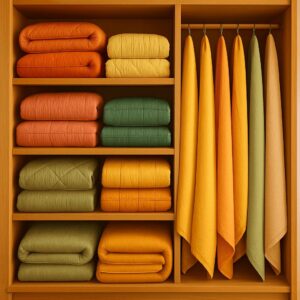 cobertores e edredons organizados