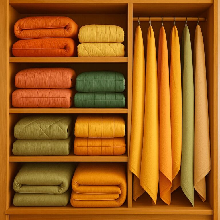 cobertores e edredons organizados